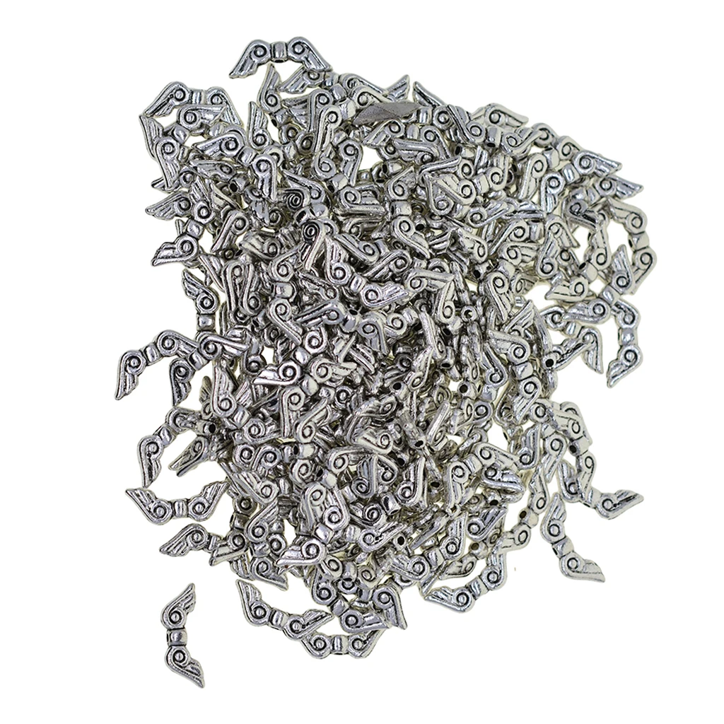 200 Pieces Tibetan Silver Angel Wing Charm Spacer Beads Charms Metal Beads DIY Jewelry Pendant Accessories Making Wholesale