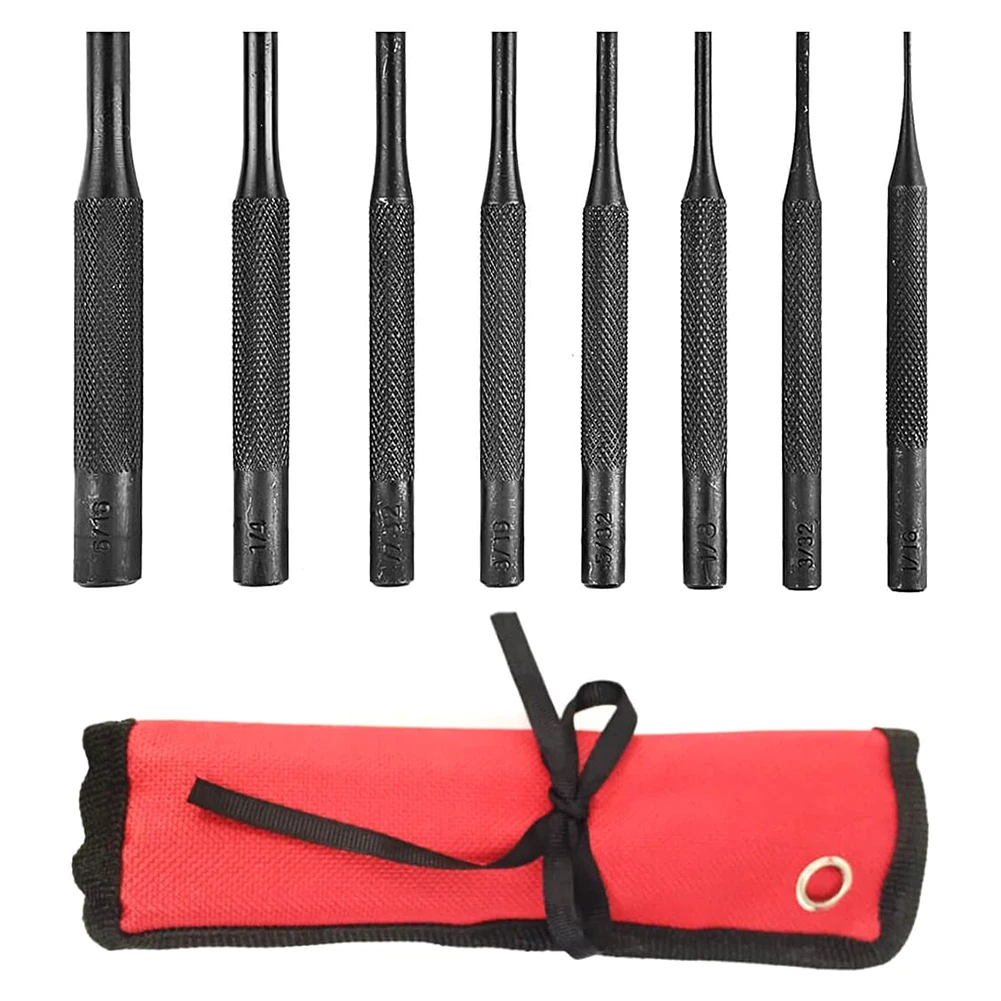 

8 Pieces Professional Roll Pin Punch Set Punch Tool Soild End for Woodwork/Machinery/Gunsmith/Repairs and Crafts