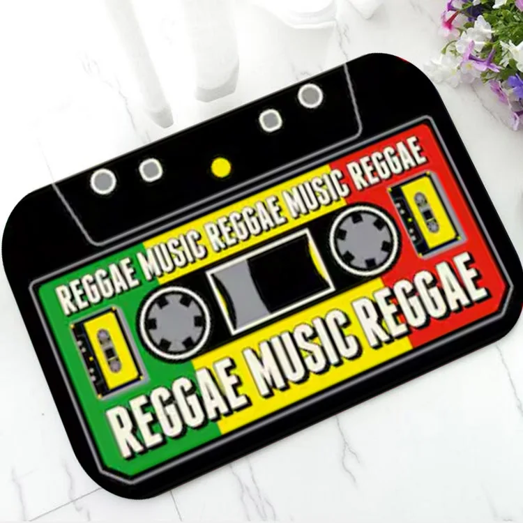 Funny Rasta Reggae Music Cassette Bathroom Mat Jamaica Flag Lion Rasta Door Bath Mat Rug Carpet Anti Slip Rubber Home Decor Gift