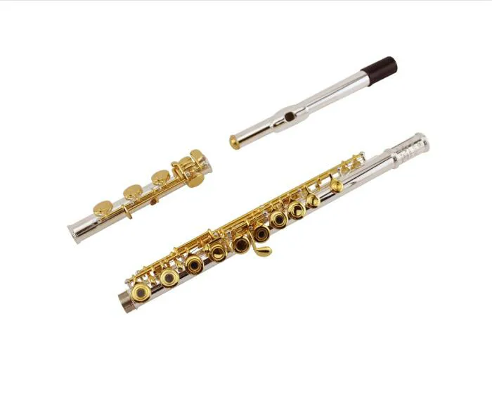 MARGEWATE New 17 Keys Hole Open Flute Cupronickel Silver Plated Body Gold Lacquer key C Tune Flute Instrument Free Shipping