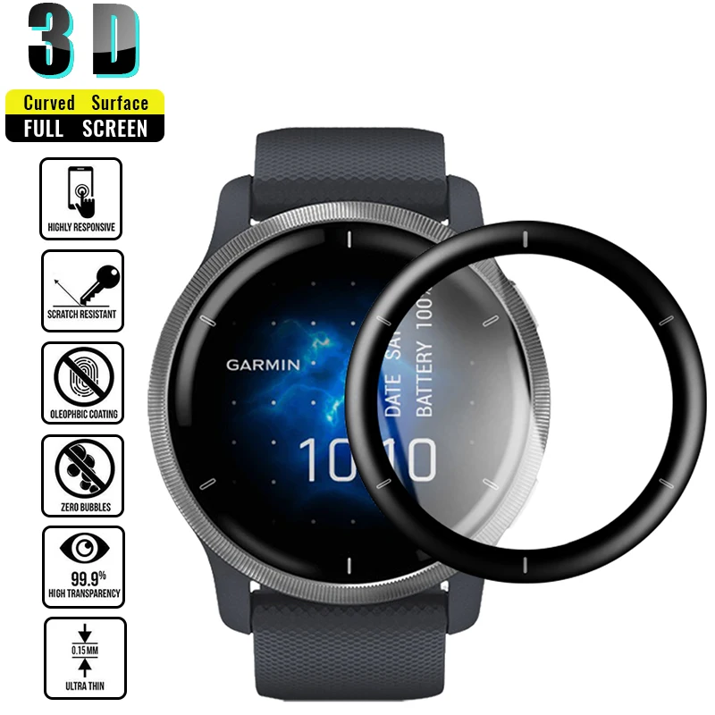 Screen Protective Film For Garmin Venu 2 Smartwatch 3D Curved Soft Edge Full Coverage Clear Scratch-Proof Protector Accessories