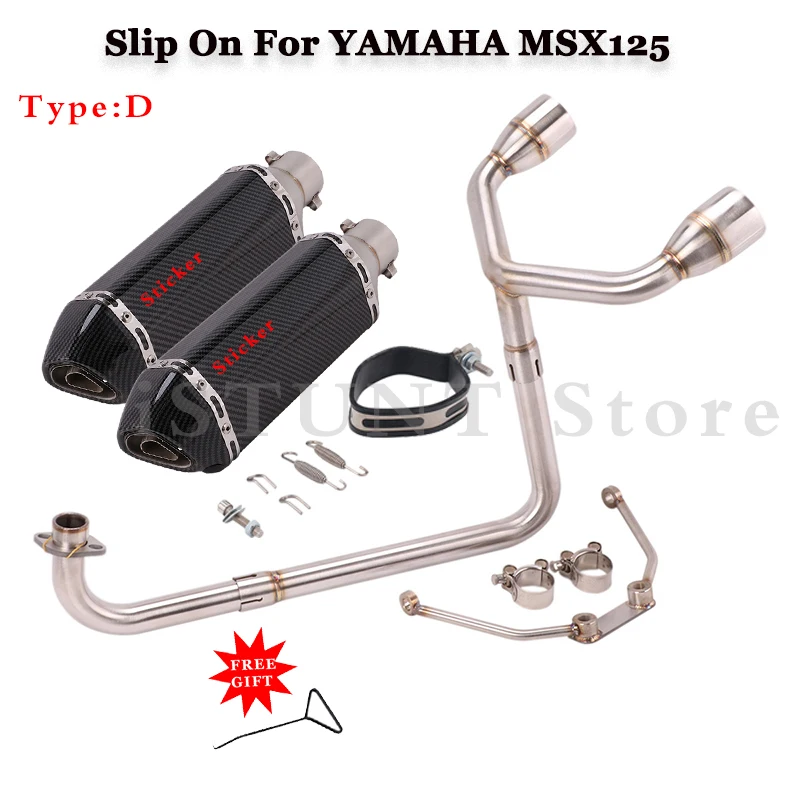 Motorcycle Exhaust Full System Modified Double Hole Escape Moto Muffler 51mm Front Middle Link Pipe For Honda MSX125 MSX 125