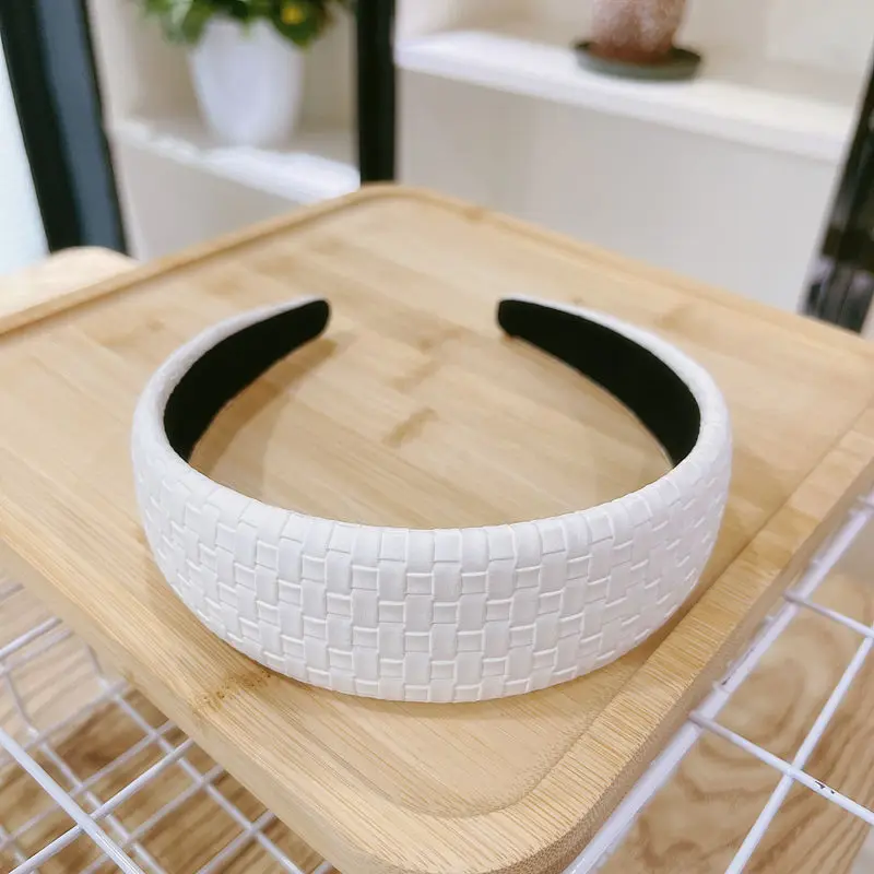 New Fashion Women Woven Wide Hair Band Face Wash Hair Hoop Solid Color Leather Headband Head Wear Hair Accessories