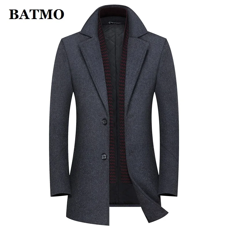 BATMO 2023 new arrival winter high quality wool thicked trench coat men,men's wool jackets overcoat plus-size M-4XL,