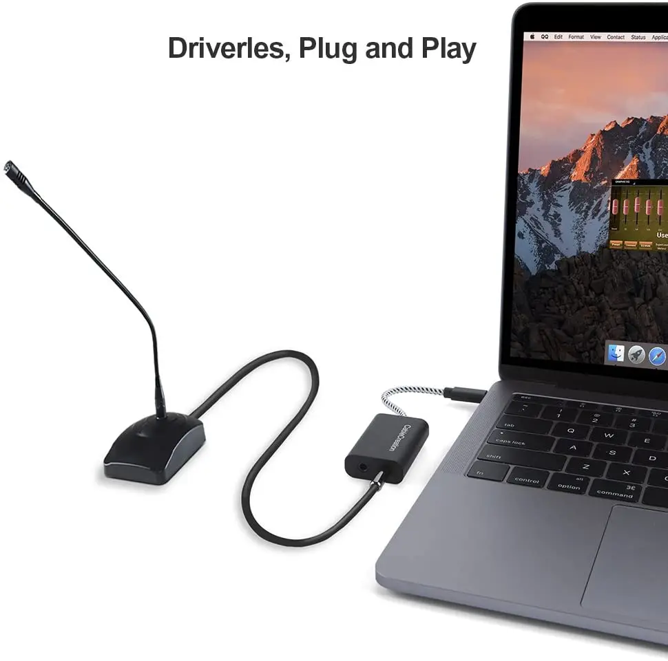 USB-C ميكروفون محول ، Type-C خارجي ستيريو كارت الصوت مع 3.5 مللي متر الصوت جاك متوافق مع ويندوز ، برو 2020 ، التوصيل والتشغيل