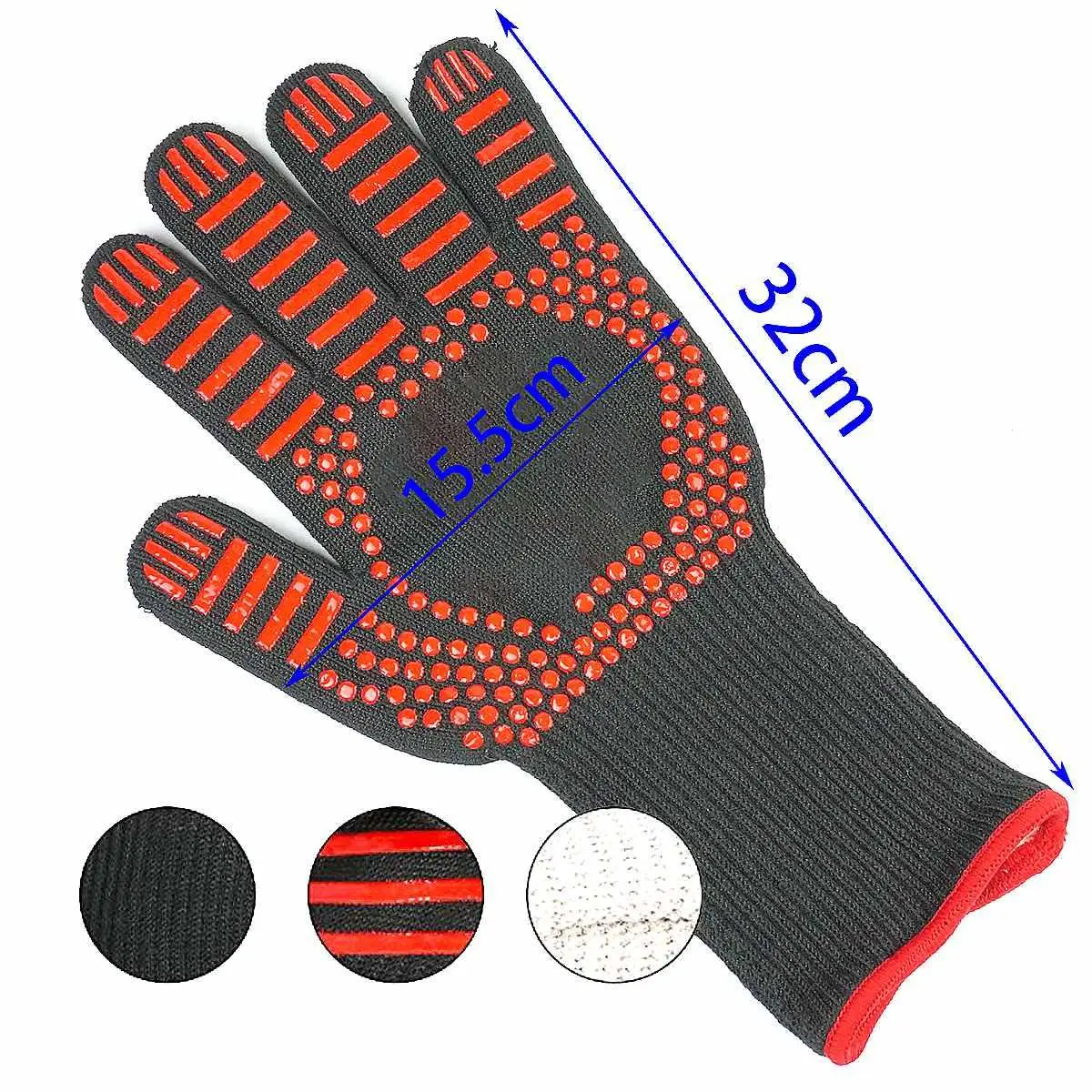 1 Piece Bakewere Oven Mitts Silicone Gloves BBQ High Temperature Anti-scalding 800 Celsius Insulation Barbecue Microwave