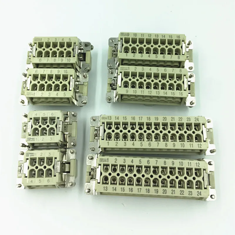 Connecteur rectangulaire robuste, fiche Aviation, connecteur chaud mâle et femelle, Insert HE-016-M F 16 Core