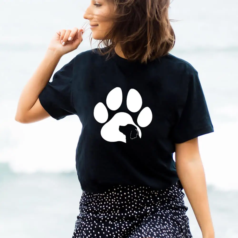 

Dog Paw Graphic Print 100%Cotton Women T Shirt Dog Mom Life Funny Summer Autumn Casual O-Neck Short Sleeve Top Pet Lover Gift