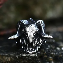 Beier 316L Stainless Steel Ancient dish Sheep cattle head Skull Ring Messenger of hell satan Personality Fashion Jewelry BR8-733