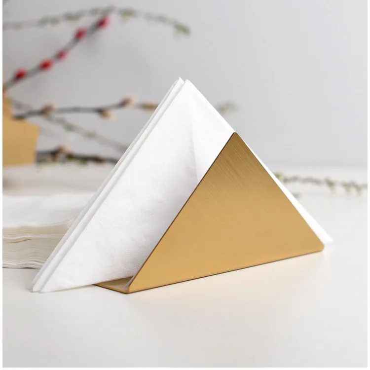 

Northern European Ins Golden Triangle Stainless Steel Toilet Paper Holder Western Restaurant Cafe Hotel DiningTable Metal Napkin