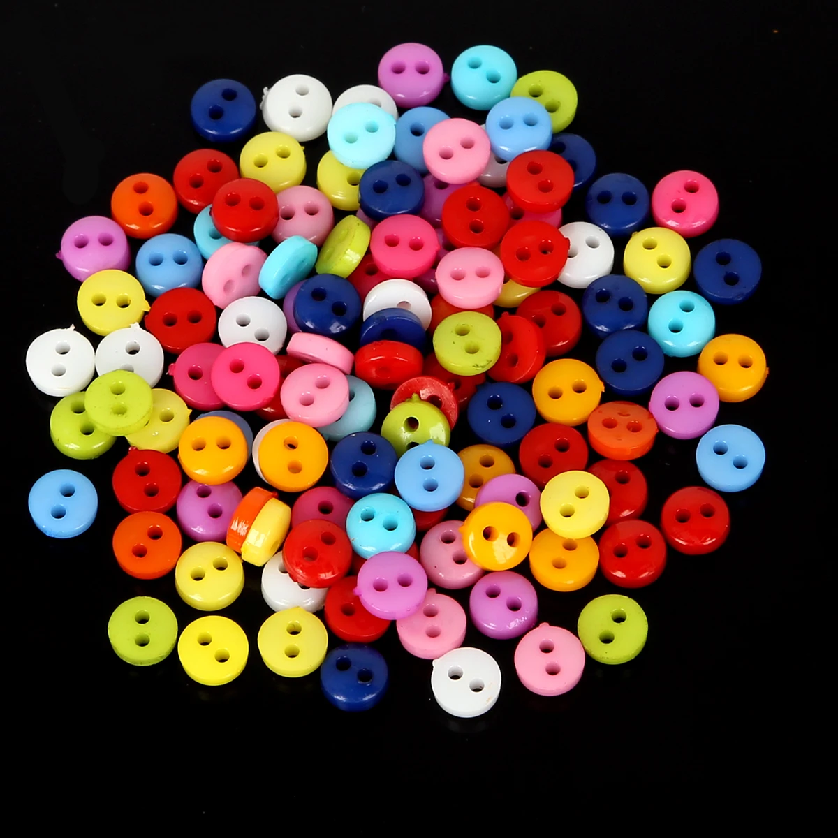 200PCS 6mm Random Mixed Small Plastic 2 Holes Buttons DIY Scrapbooking Cartoon Buttons for Children's Garment Sewing Crafts