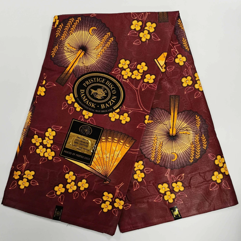 

New African Bazin Riche Lace Fabric 100% cotton Nigerian Ankara Jacquard Pattern Basin Women Or Men Garment Material Brown Color