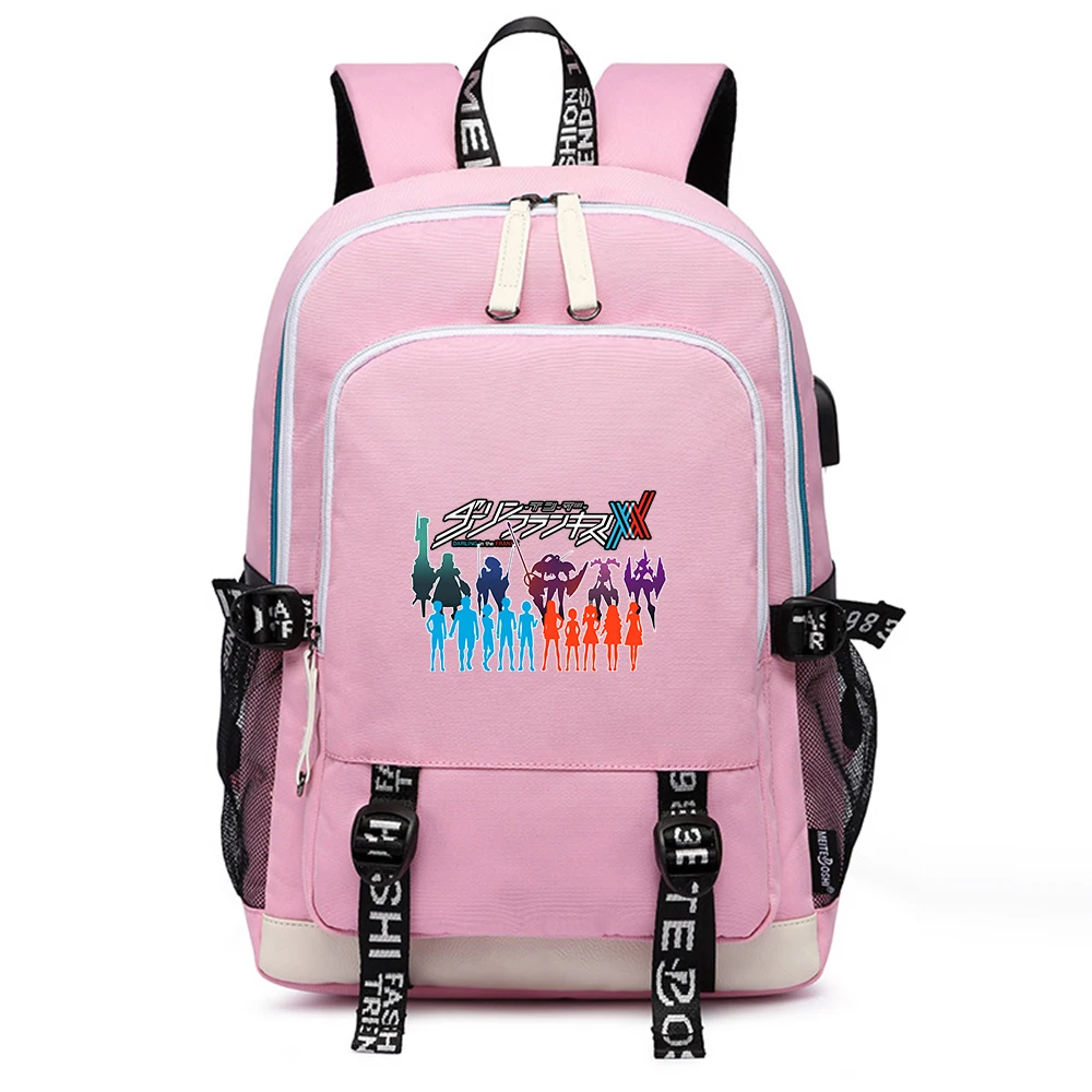 DARLING in the FRANXX Anime USB Laptop Backpack ZERO TWO School Bags Teenage Boys Cartoon Bookbag  Women Oxford Travel Bagpack