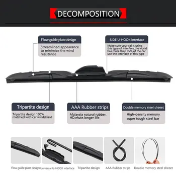 汽車雨刷片 14/16/17/18/19/20/21/22/24/26/28吋 汽車多功能擋風玻璃橡膠雨刷 汽車配件 1個 10 最佳銷售 三葉雨刷片 - №7