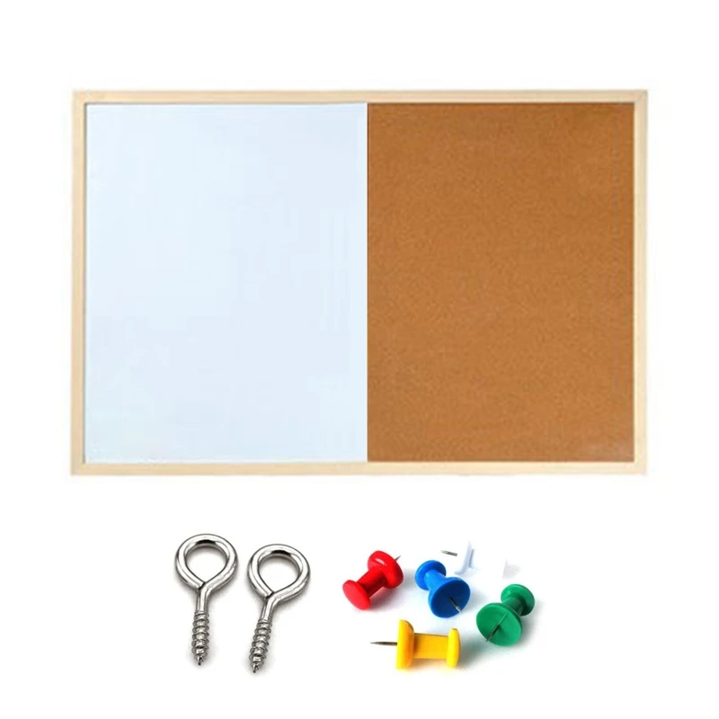 Message Cork Board Wood Whiteboard Drawing Combination Bulletin Magnetic Board