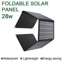 hot sale 18v 28w  foldable solar charger dual USB 5v DC port folding portable 12v battery solar panel 60w