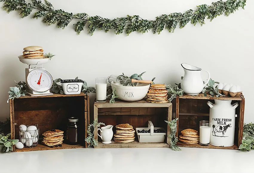 Meholoving Fotografi Latar Belakang Musim Semi Tanaman Hijau Pertanian Susu Segar Anak-anak Ulang Tahun Pertama Kue Menghancurkan Latar Belakang Potret Studio Foto
