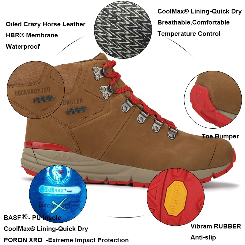 ROCKROOSTER buty turystyczne męskie wodoodporne buty myśliwskie skórzane obuwie ochronne taktyczne botki Trekking buty trekkingowe trampki