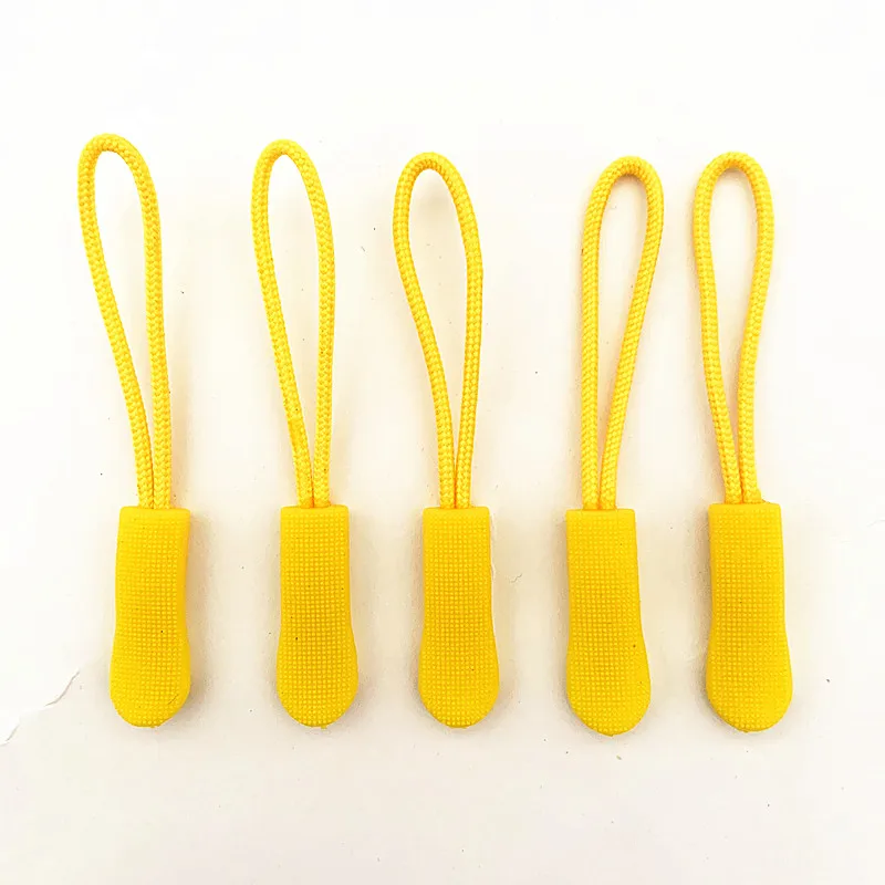 10pcs Yellow zipper PU zipper handle injection zipper PCV Drawstring head