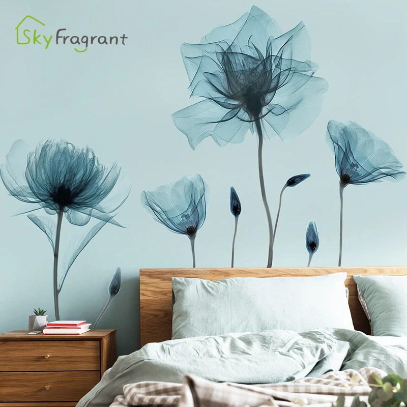 

Nordic Lotus Wall Stickers For Living Rooms Bedroom Background Home Wall Decor Creative Flower Self Adhesive Vinyl Glass Sticker