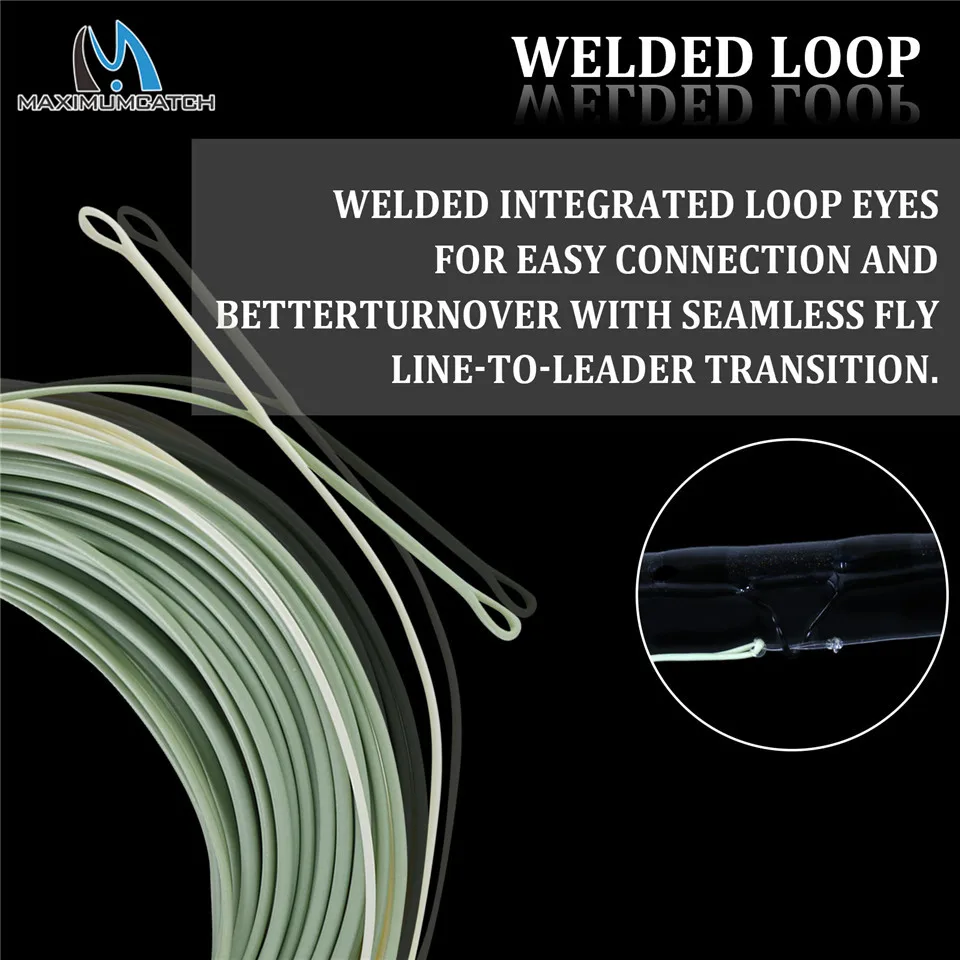 Maximumcatch Outbound 6/7/8/9/10wt Short Fly Fishing Line 100FT Weight Forward Saltwater Fly Line With 2 Welded Loops