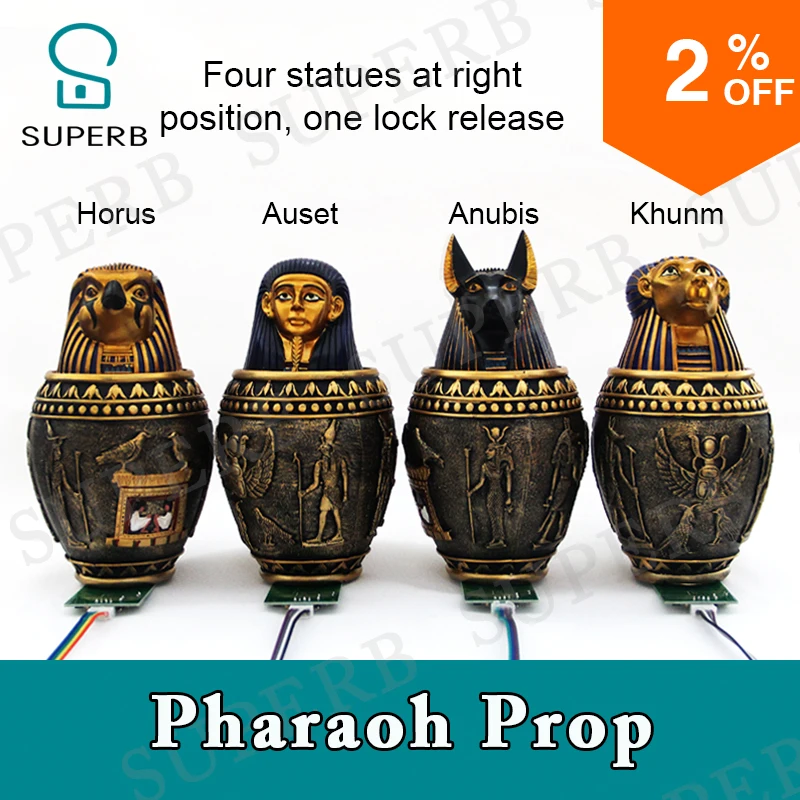 

Pharaoh beast prop room escape game puzzle put Egypt pyramid statues in right place to open lock supplier RFID sensors Superb