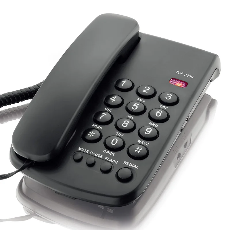 English Version Telefone Home Desktop Corded Landline Phone Dial Back Wall-mounted Telephone for Home Office Hotel Restaurant