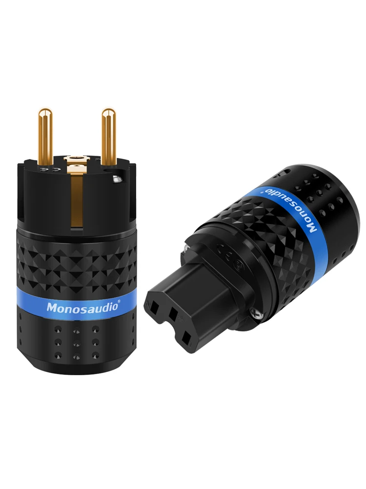 Monosaudio E102G/F102G Złącze zasilania europejskie z czystej miedzi, pozłacane 24-karatowym złotem, wtyk IEC, wtyczka zasilania — zdjęcie produktu 7