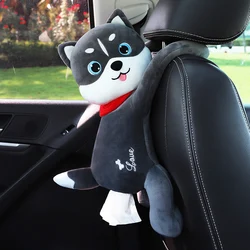 Boîte à mouchoirs de voiture avec motif de dessin animé mignon, boîte à mouchoirs en peluche courte, support pour accoudoir de voiture, boîte à mouchoirs pour siège de voiture