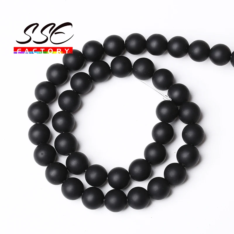 AAAAA Natural Matte Black Agates Round Loose Beads Onyx Loose Beads 15\