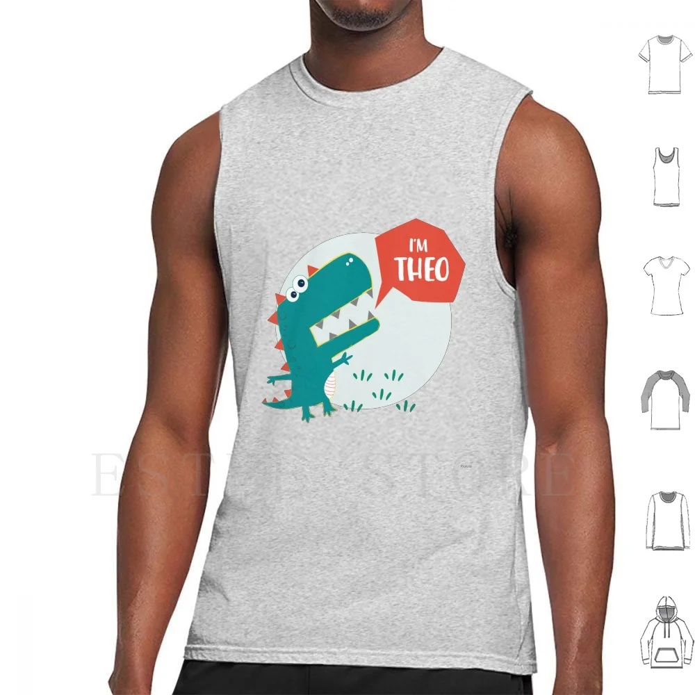 Theo Dinosaur Baby Boy Dino Tank Tops Vest Sleeveless Newborn I Am