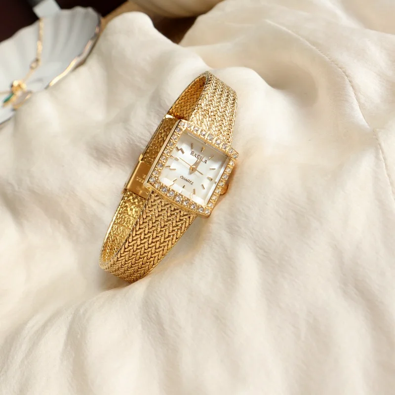 Ladies Watch Luxury Niche Chic Wind Square Suit Diamond Vintage Wheat Ear Quartz Watch Girlfriend Gift Ladies Watches