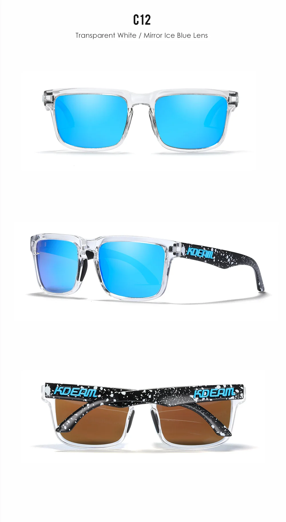 KDEAM Marke Neue 3D Logo Quadrat Polarisierte Sonnenbrille Vacationing Fahren Sonnenbrille Echt Beschichtung Linse KD332 – Detail 38
