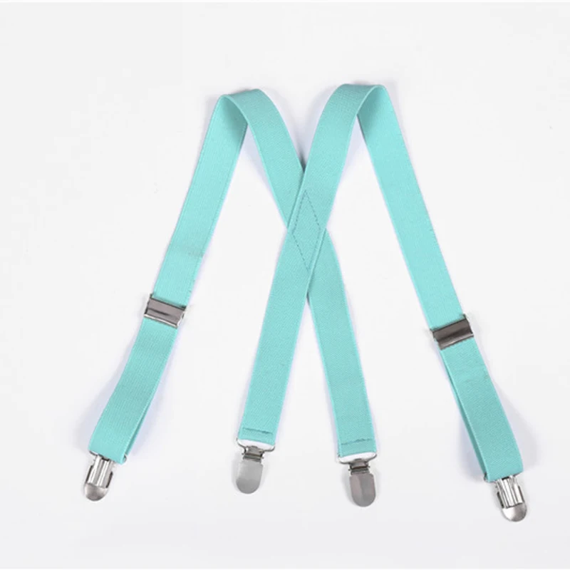 2.5cm Suspenders Children Boys Girls Elastic Braces X-Back Trousers Pants Holder Suspender Wedding Straps 4 Strong Metal Clips