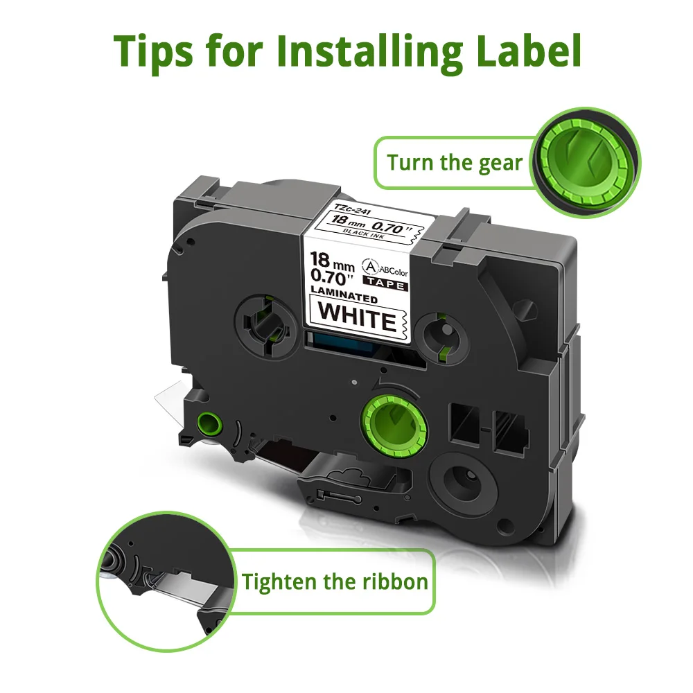 18mm Labels Compatible For 241 Laminated Tape Black on White For Label Maker 241 Printer Ribbon