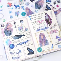 6Sheets Kawaii Washi Paper Stickers Scrapbooking Flower Girls Decorative Stickers for Diary Album Aesthetics Stationery 6