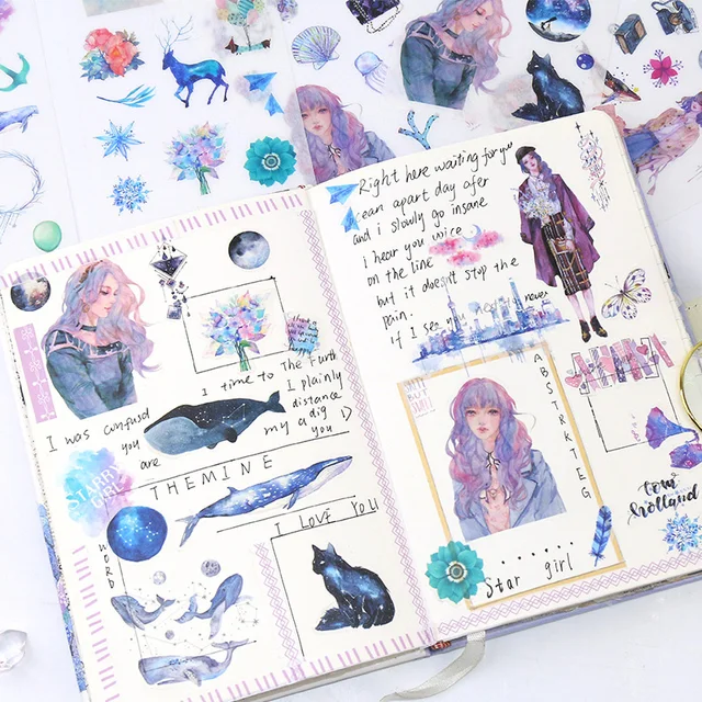 6Sheets Kawaii Washi Paper Stickers Scrapbooking Flower Girls Decorative Stickers for Diary Album Aesthetics Stationery 6 6Sheets Kawaii Washi Paper Stickers Scrapbooking Flower Girls Decorative Stickers for Diary Album Aesthetics Stationery 6