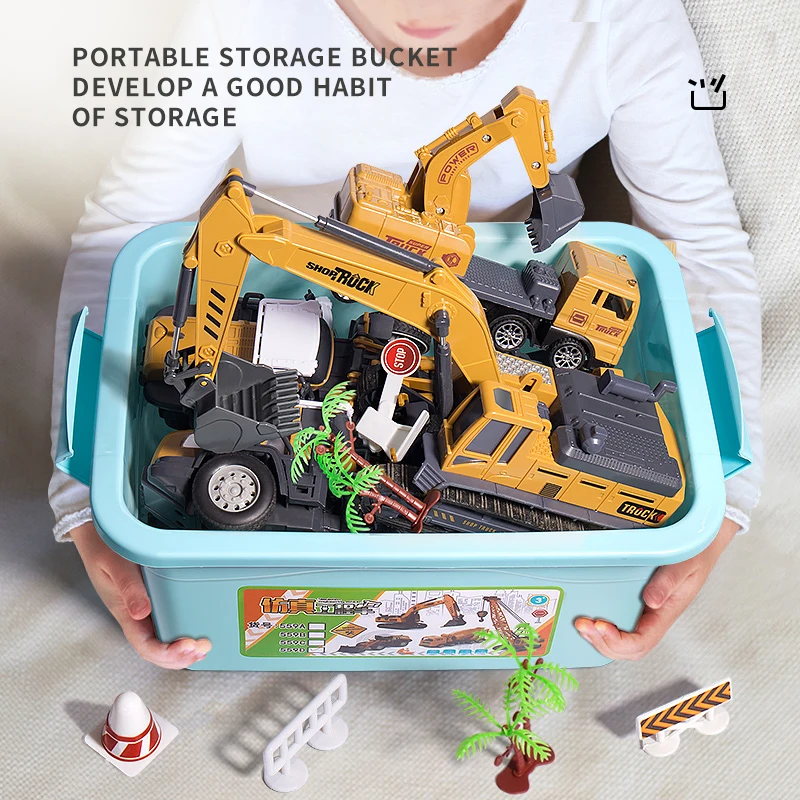 Children Construction Set Car Toys Engineering Vehicles Plastic Simulation Model Kids Diecast Truck Games Excavator For Boys