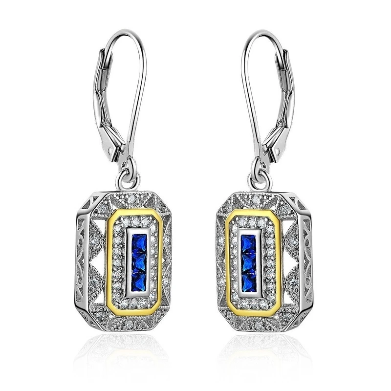 Fashion Art Deco-Style Blue Stone Drop Dangle Earrings Women Statement Earring Party Jewelry Gift