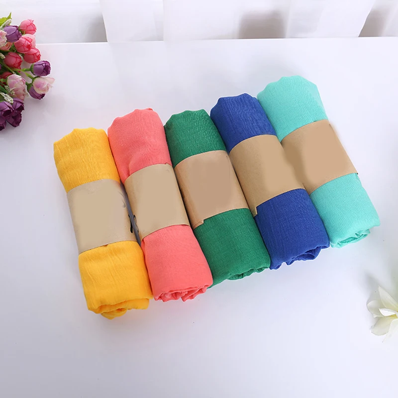 180*45cm Candy Colored Cotton Linen Long Scarf Solid Color Soft Scarves Shawls Monochrome Silk New Women Beautiful Gift Scarf