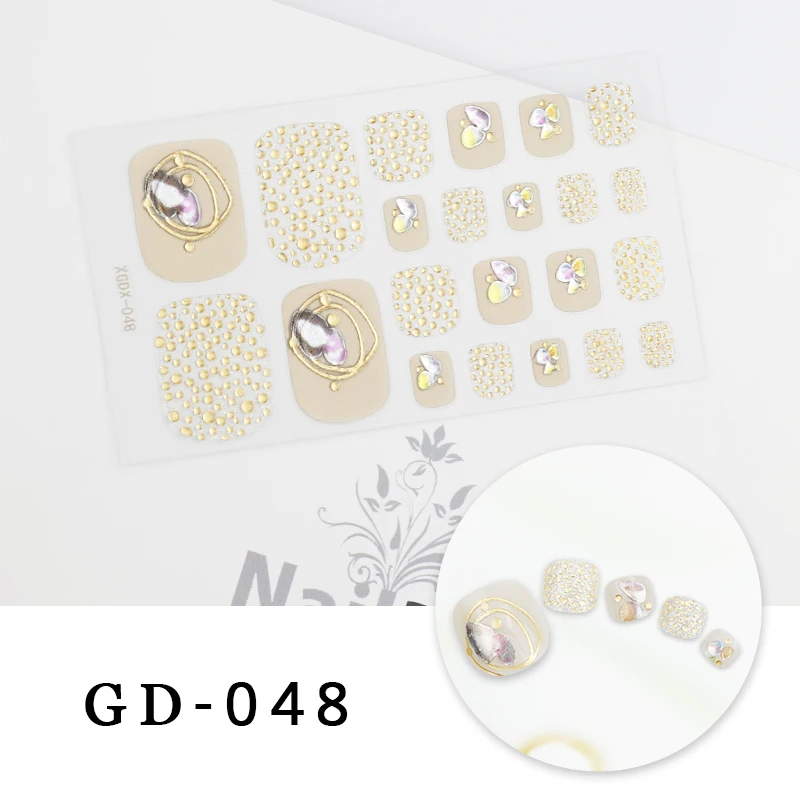 22Pcs/Sheet Summer Toe Nail Sticker Glitter Stickers for Nail Art Self Adhesive Decals for Manicure Fashion Toe Nail Decoration