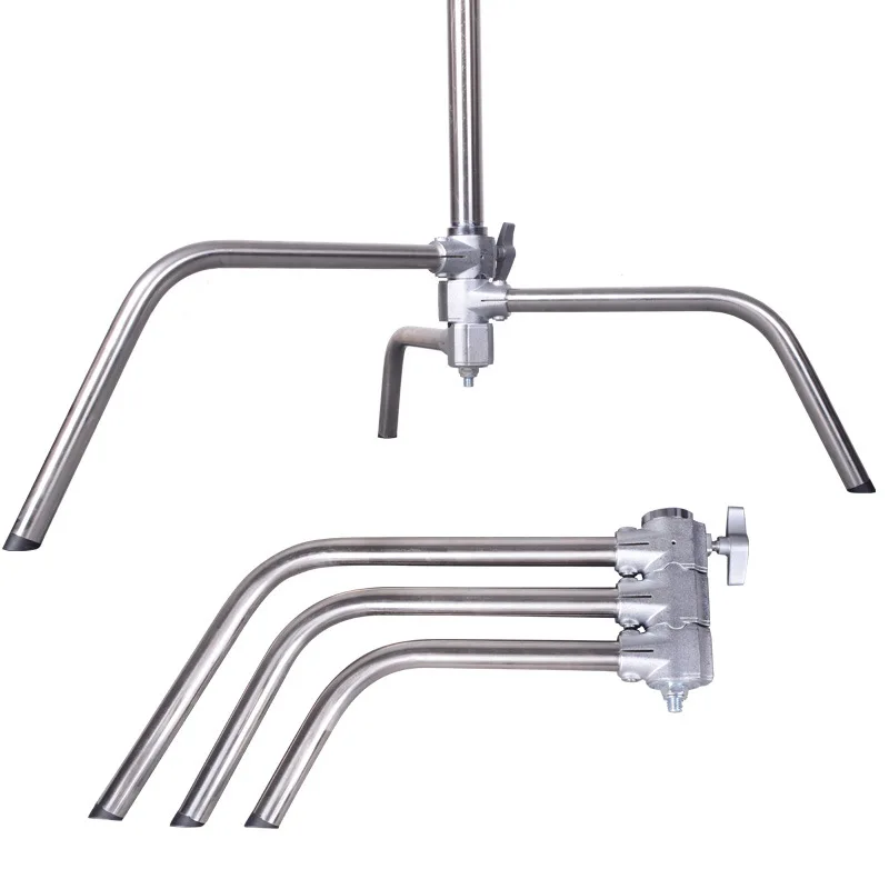 T & YFOTOP C-soporte de acero inoxidable, altura máxima de 3,3 m, 128cm, con brazo de sujeción, Godox VL150, AD300Pro, AD400Pro, Aputure 120D I