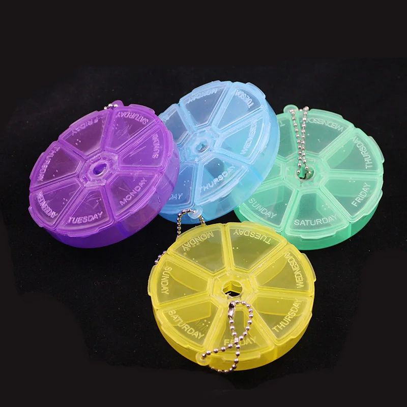 Round 7 Slots transparent Plastic Pill box home Portable Compartment Tool Earring DIY Jewelry Beads Container Objects Organizer