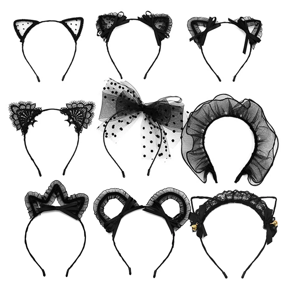 Lace Cat Ears Headband Women Girls Hair Hoop Party Decoration Sexy Lovely Cosplay Halloween Costume Hair Accessories