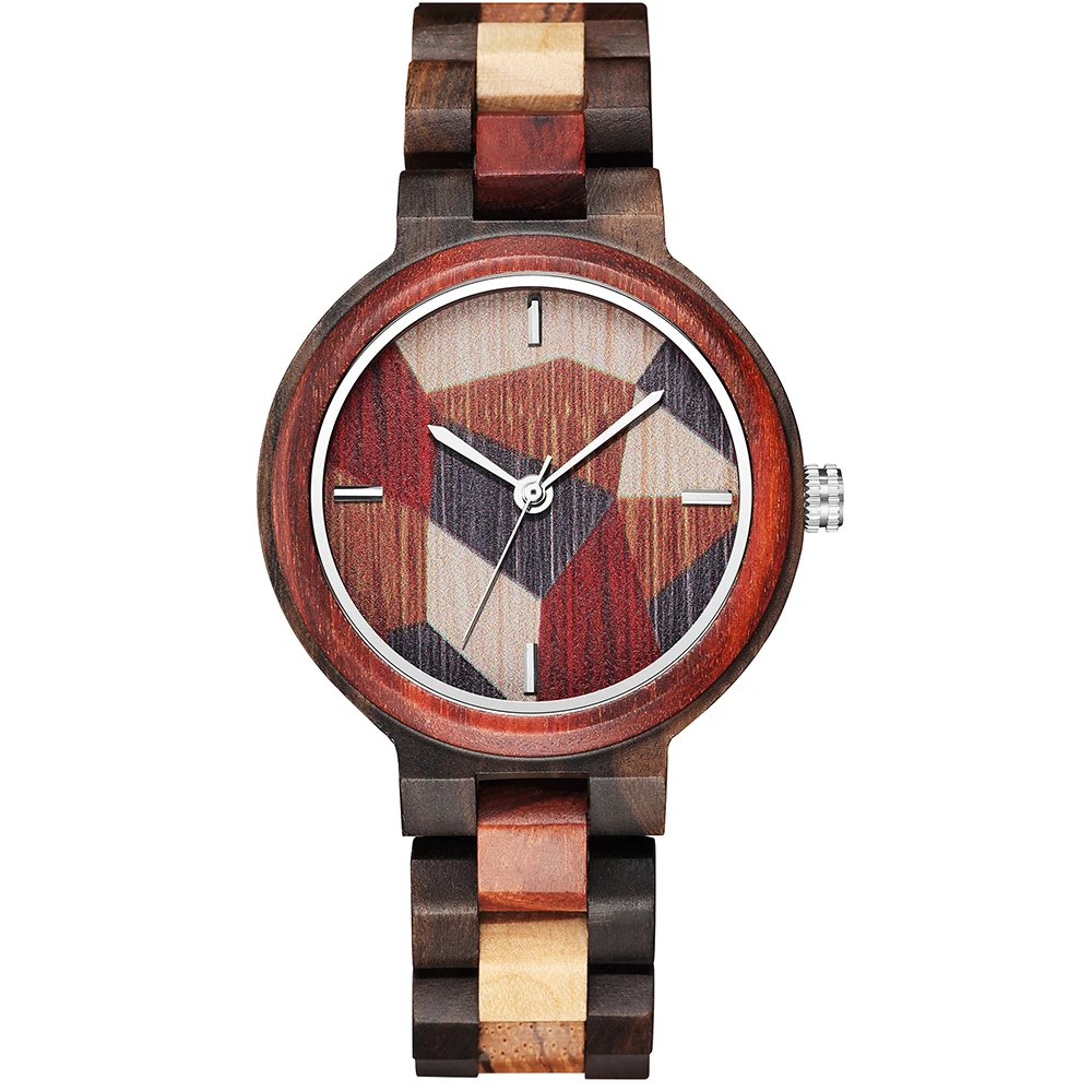Fashion Personality Women Wooden Watch Elegant Quartz Wristwatch Female Colorful Wood Strap Simple Luxury Dial Waterproof relogi
