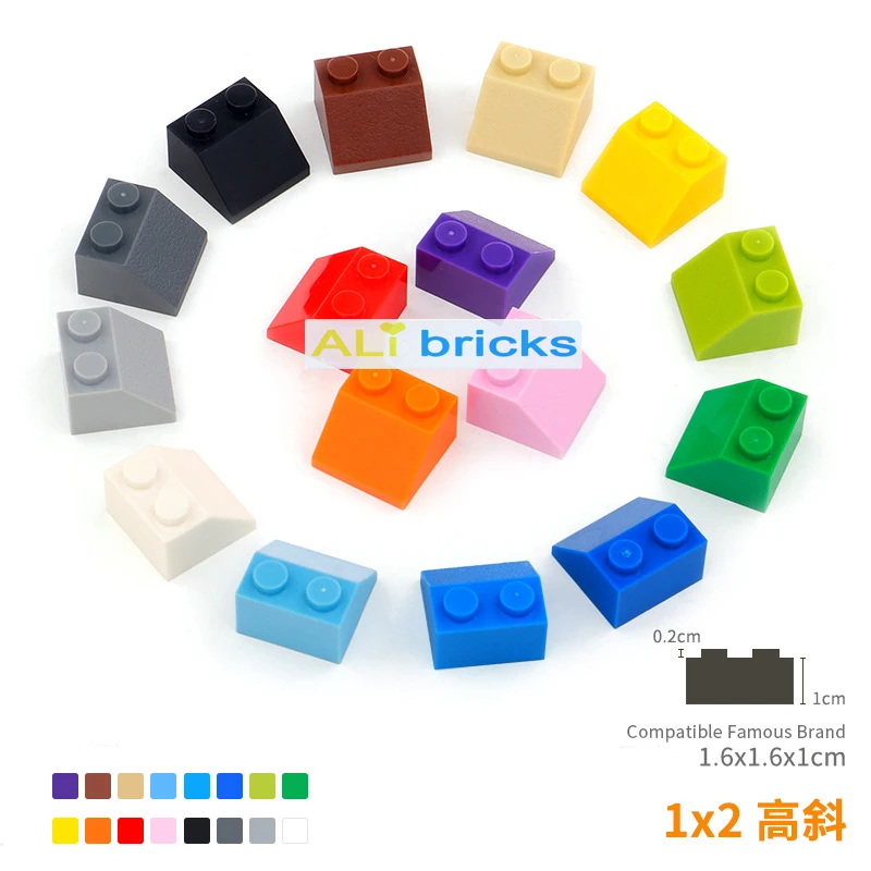 

100pcs DIY Building Blocks Thick Figure Bricks Slope 2x2 Educational Creative Size Compatible With Plastic Toys for Children