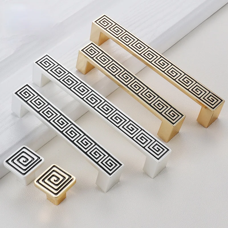 Classic Gold Silver Handle Nordic Modern Luxurious Handles Cabinet Wardrobe Door Knobs American Luxury Hardware Decoration