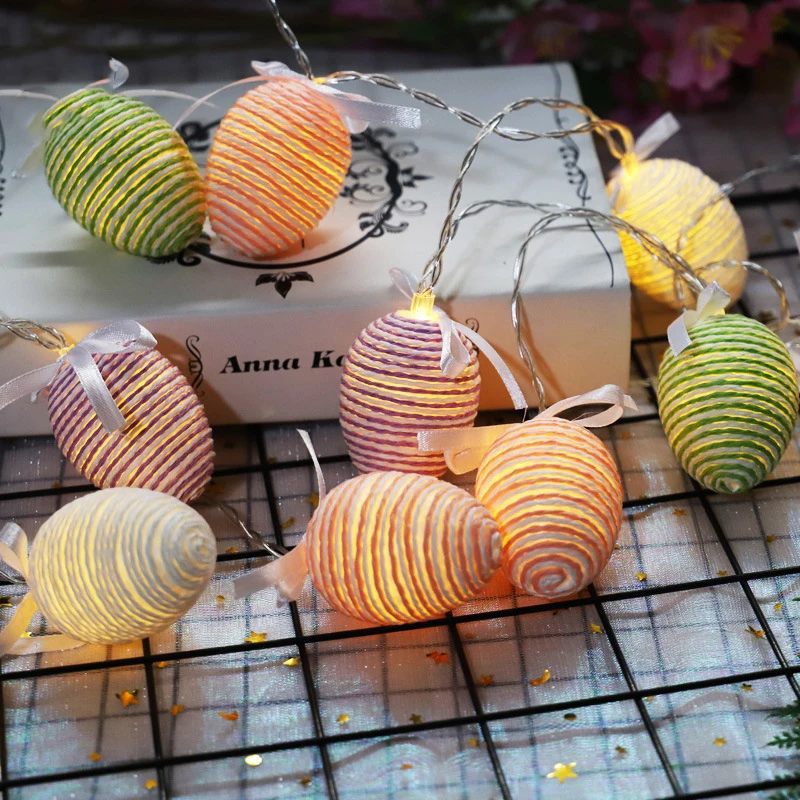 PheiLa LED Cotton Thread Egg String Light Easter Creative Lamp String Powered by Battery for Easter Indoor Room Home Decoration