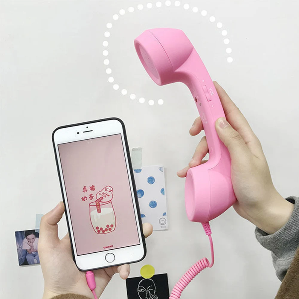 10 Kinds Cell Phone Handset Retro Telephone Handset Adjustable Volume Receivers MIC Microphone 3.5MM for Mobile Phones, Computer