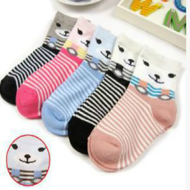 

Spring Summer 1-4 Years Old Baby Popular Cartoon Striped Socks Children Boys Girls Infant Cotton Sock 10pair/lot